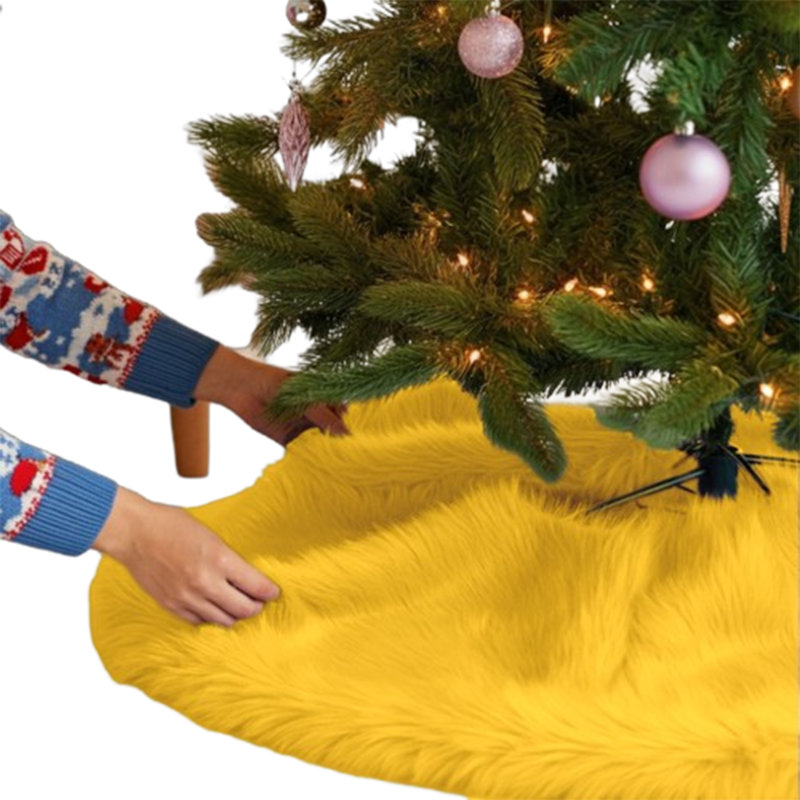 Jupe d'arbre en fausse fourrure avec bords arrondis Fabricla, L 36 po x L 36 po, Jaune