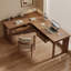 Bureau en bois de noyer massif en L avec 3 tiroirs-109624435-109624436