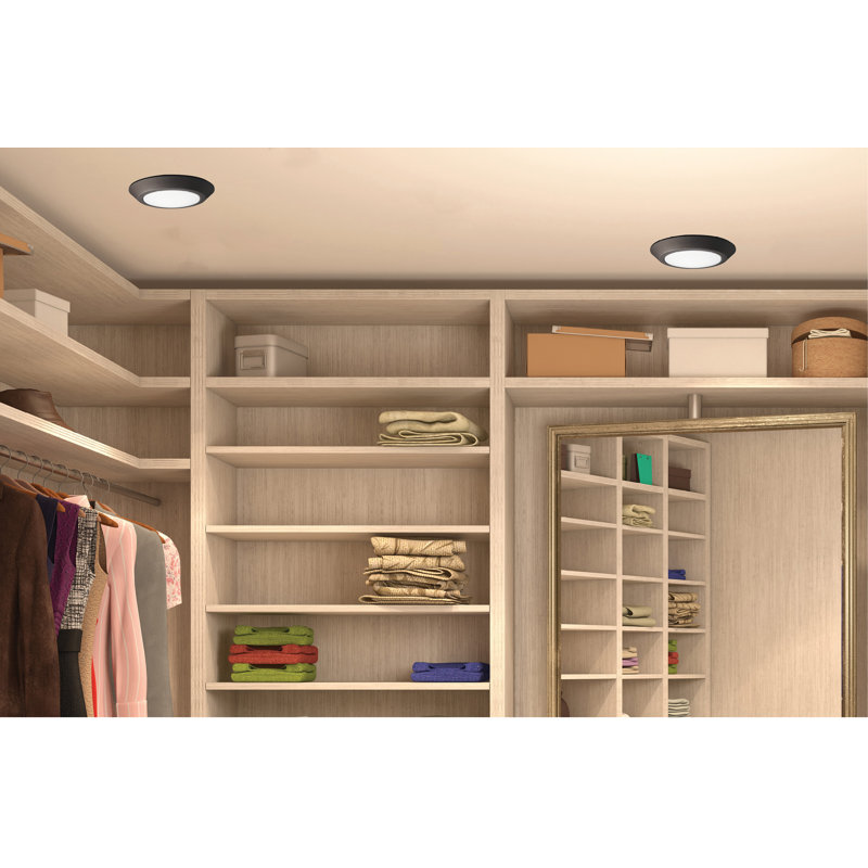 Plafonnier encastré tambour simple Cardona, 1,4" H x 9,84" L x 9,84" D, 3000 K, Bronze Acajou