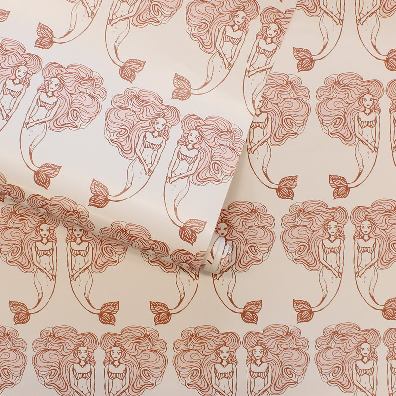 Beardsley 16.5' L x 20.5" W Wallpaper Roll, Coral