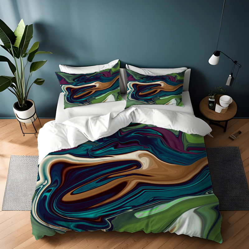Polyester Abtract Duvet Cover, King Duvet Cover + 2 King Shams