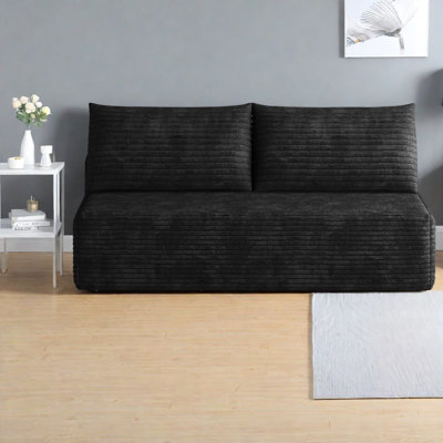 Canapé d'angle moderne, canapé modulable en velours côtelé noir, aucun assemblage requis pour la maison ou la famille