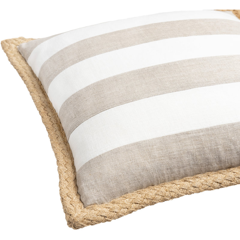 Warrick Striped Linen Throw Pillow, 18" x 18", Down Fill