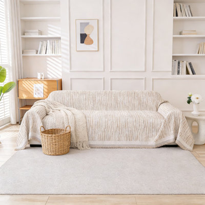 Housse antidérapante pour canapé en chenille pour causeuse et canapé, housse de protection lavable à la machine avec ajustement sécuritaire, housse décorative texturée pour animaux de compagnie et salon