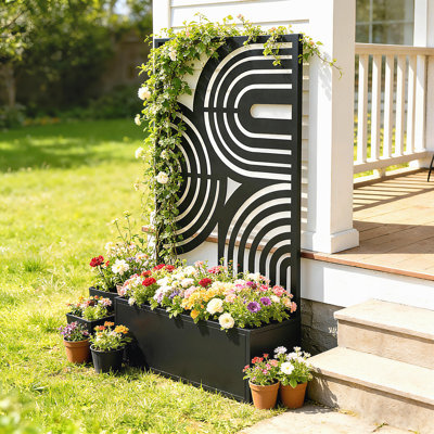 Jardinière en métal avec treillis, 44,5 po jardin surélevé