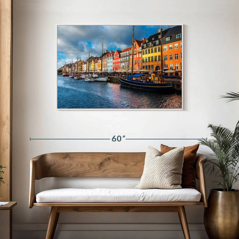 Port de Nyhavn, Copenhague, Cadre flottant blanc, 43 po x 29 po