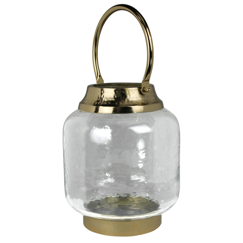 Lantern With Brass Handle  5” Drop Handle