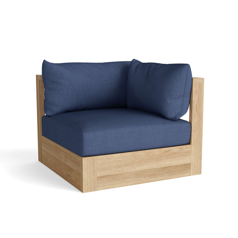 32'' Wide Outdoor Teak Patio Sofa with Sunbrella Cushions