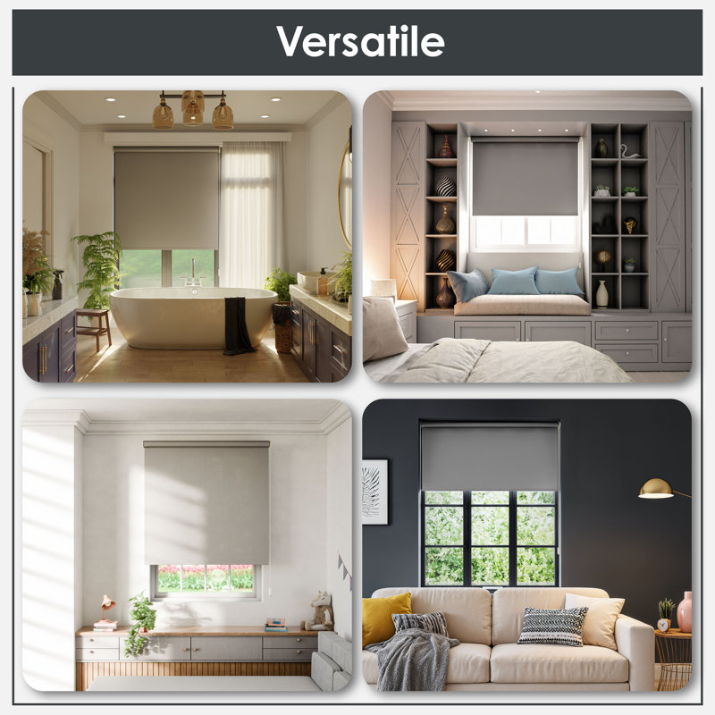Blackout Roller shade, 60cm W x 165cm L, Grey
