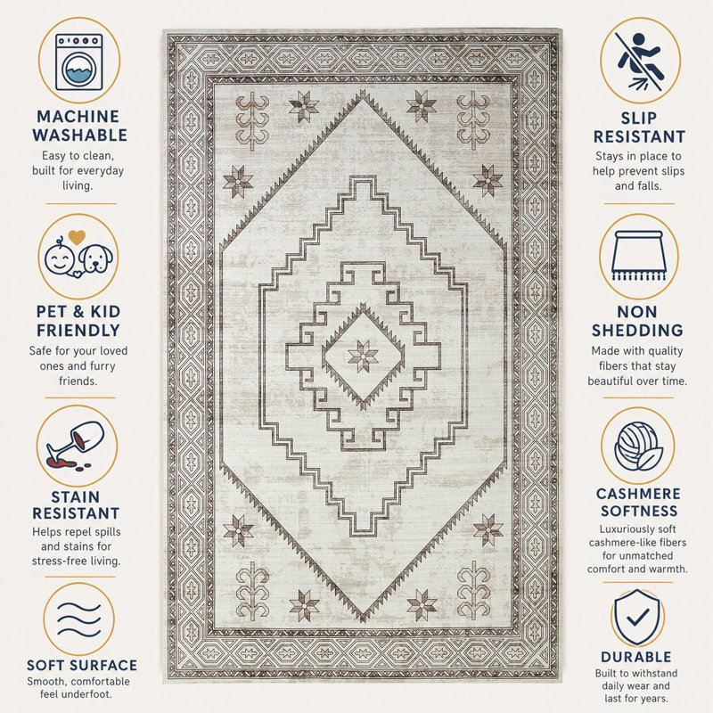 Arvada Rectangle Oriental Shag, 160cm x 230cm