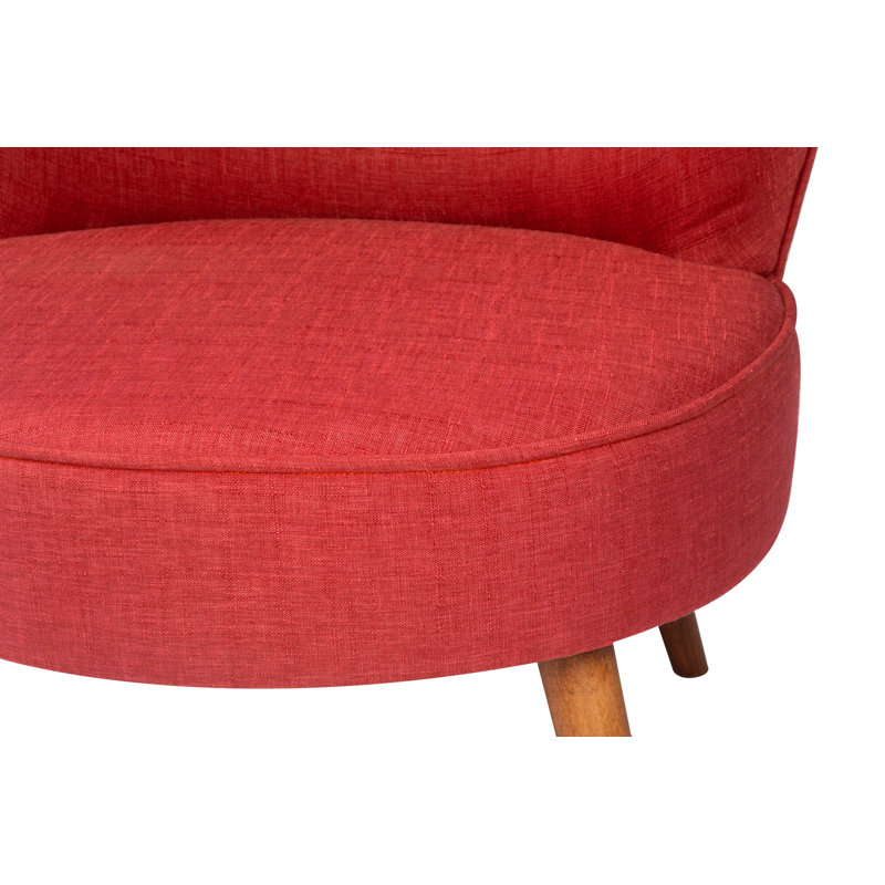 Élégant fauteuil à oreilles avec structure en bois massif, tissu rouge tuile | 100% polyester, facile à nettoyer, 31,5 po x 29,1 po x 29,1 po | 32 mousses en mousse pour un confort ultime | Parfait pour les salons et les hôtels, design élégant et durable