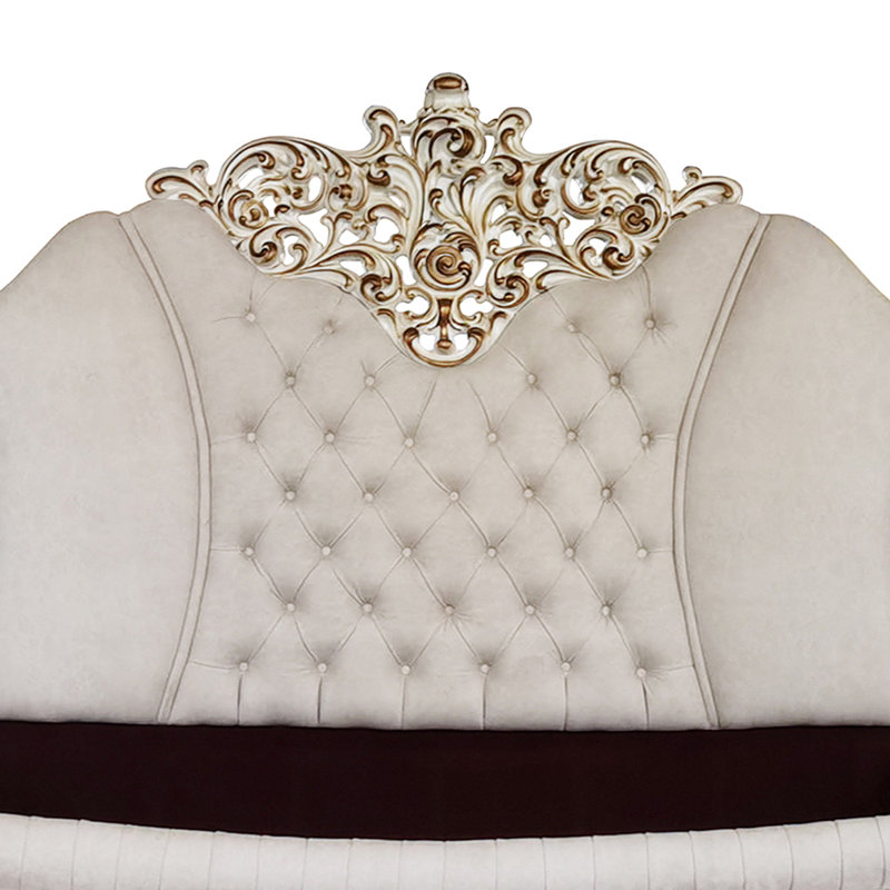Upholstered Scalloped Bed, California King, White