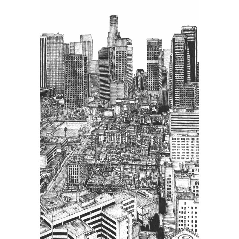 B&W US Cityscape - Los Angeles by Melissa Wang - Wrapped Canvas Print, 46cm H x 30cm W