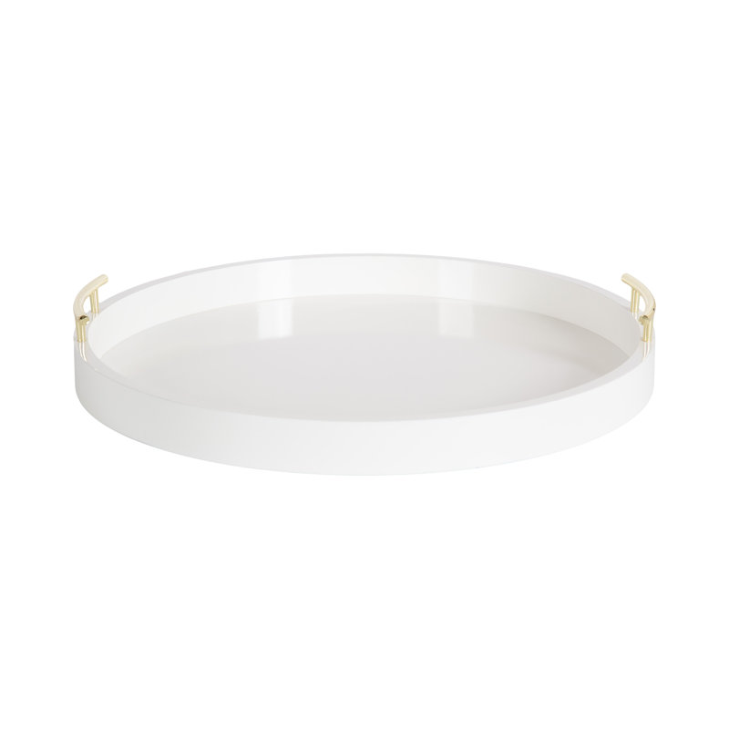 Plateau Norvan, Blanc/doré, H 3,25 po x l 21,75 po x P 21,75 po