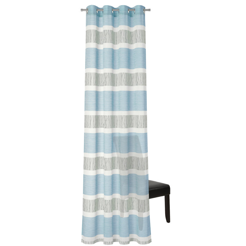 Aibek Semi Sheer Curtain Single Panel, Sky blue