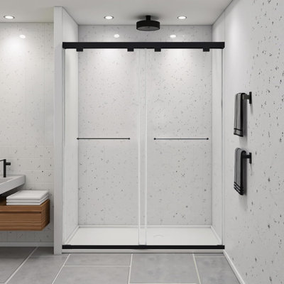 50-54"x76"-5/16"(8mm) North American Frameless Double Sliding Matte Black Shower Door With Adjustable Soft Closing Function With Nano Easy Cleaning And Stick Explosion-proof Menbrance,sgcc Certified
