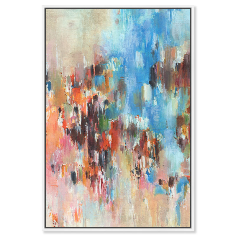 Abstract Multicolor Canvas Print with White Frame, 25" x 17"
