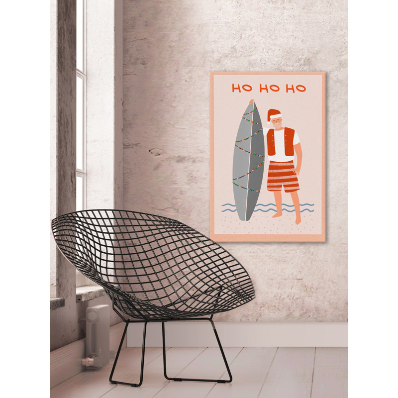Surfing Santa - Wrapped Canvas Print, 66cm H x 45cm W x 1.91cm D