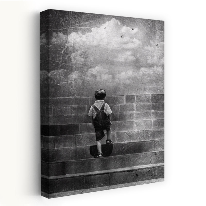 "Steps To The Sky", oiseau abstrait, paysage, impression d'art mural, H 18 po x l 12 po