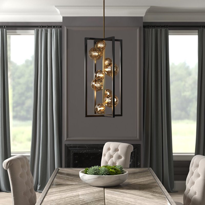 Lustre linéaire moderne Spoutnik 9 lumières Arvilla