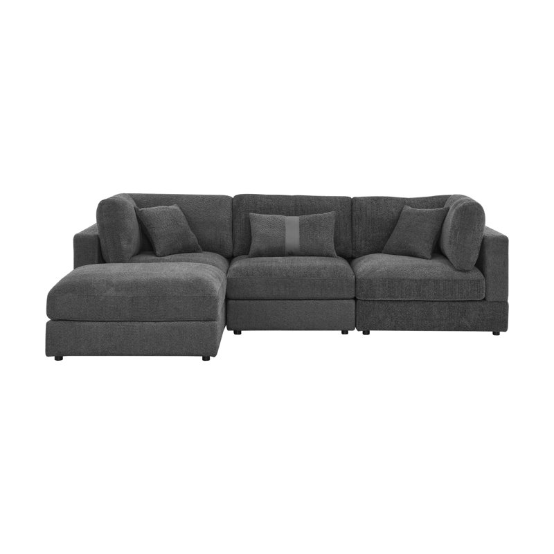Luxecloud Modular Sectional, Gray Boucle/Polyester