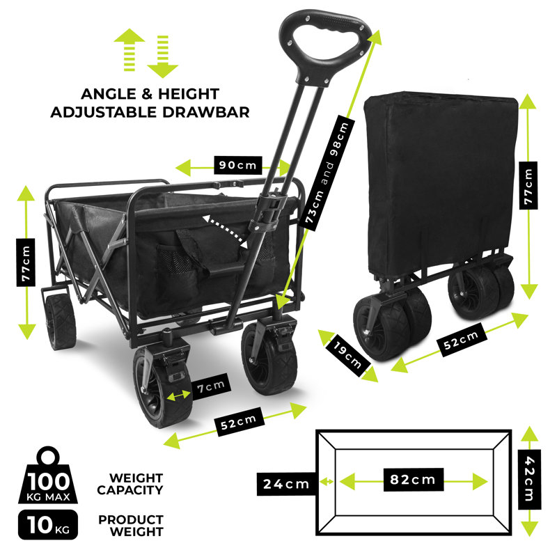 Collapsible Wagon, Removable Fabric, Big Wheels Max Capacity 100kg