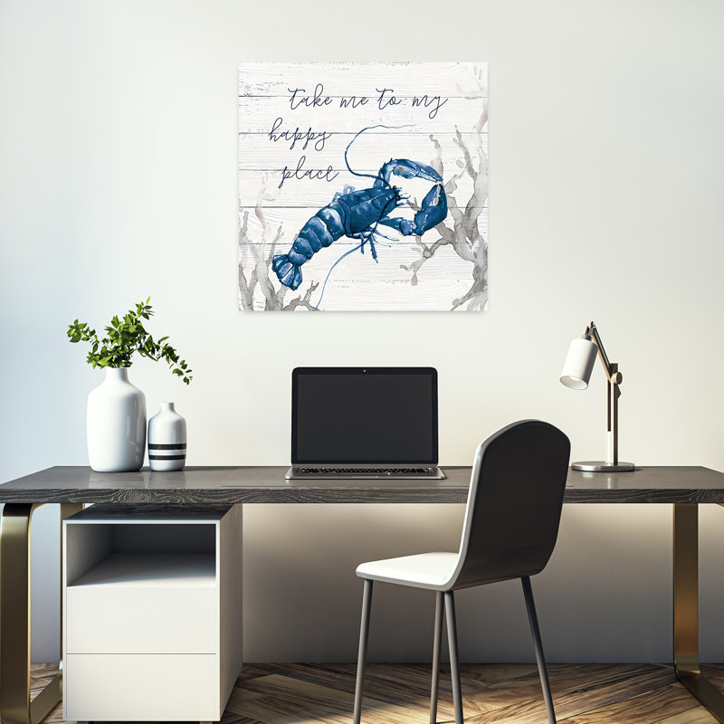«Happy Place», art mural côtier de coquille de homard, H 18 po x l 18 po
