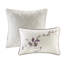 Édredon très grand mauve / taupe - imprimé floral en coton 8 pièces, 2 taies décoratives européennes, coussins décoratifs, poutre de soutien à motif lavable à la machine