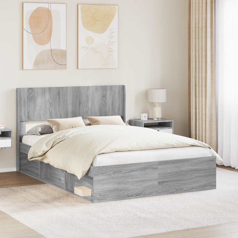 Bed, Grey Sonoma, European Kingsize (160 x 200 cm)