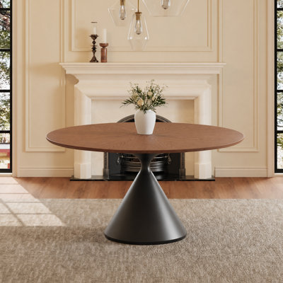 Suzzie 47" Pedestal Solid walnut Round Dining Table 