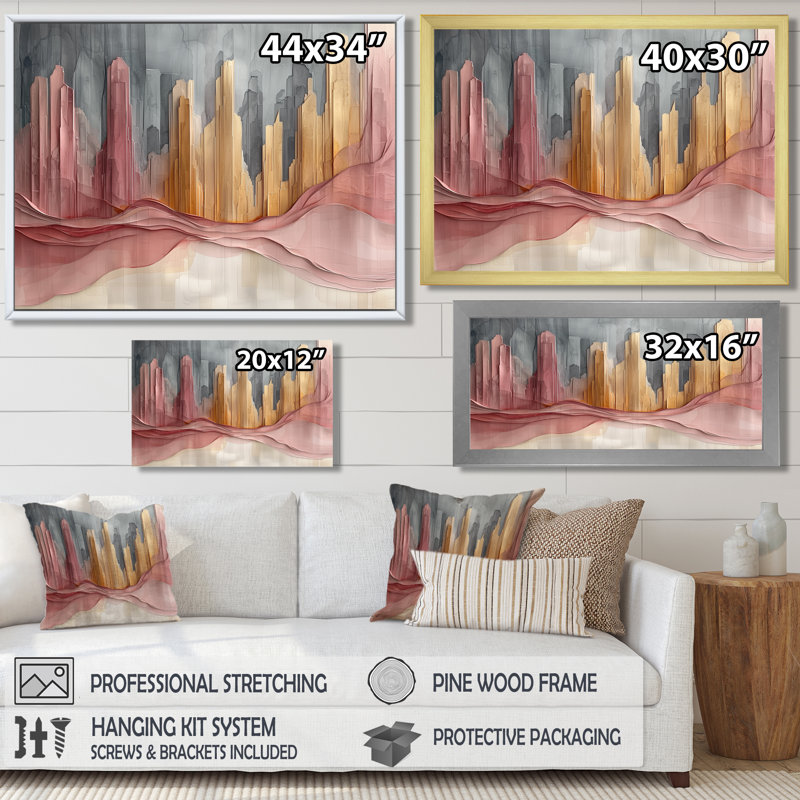 Milone - Abstract Large Wall Decor, Cadre simple, H 12 po x l 20 po, Blanc