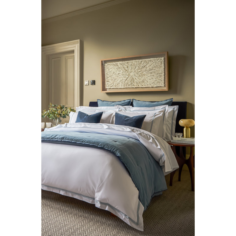 Beaumont Duvet Cover Set, King Duvet Cover + 2 Standard Pillowcases, White/Pale Blue