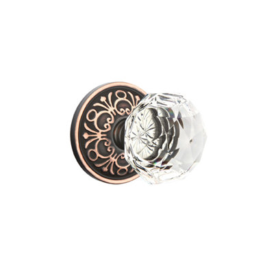Ensemble de faux boutons Emtek avec rosette Lancaster et bouton en verre Diamond