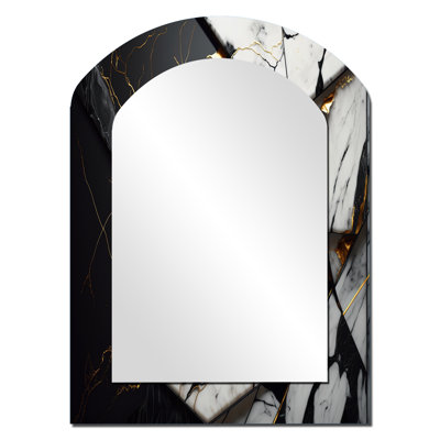 Abstract Geode Gold IV - Marble Arch Large Mirror, Modern Asymmetrical Unique Wall Mirror Decor, Printed Metal Art