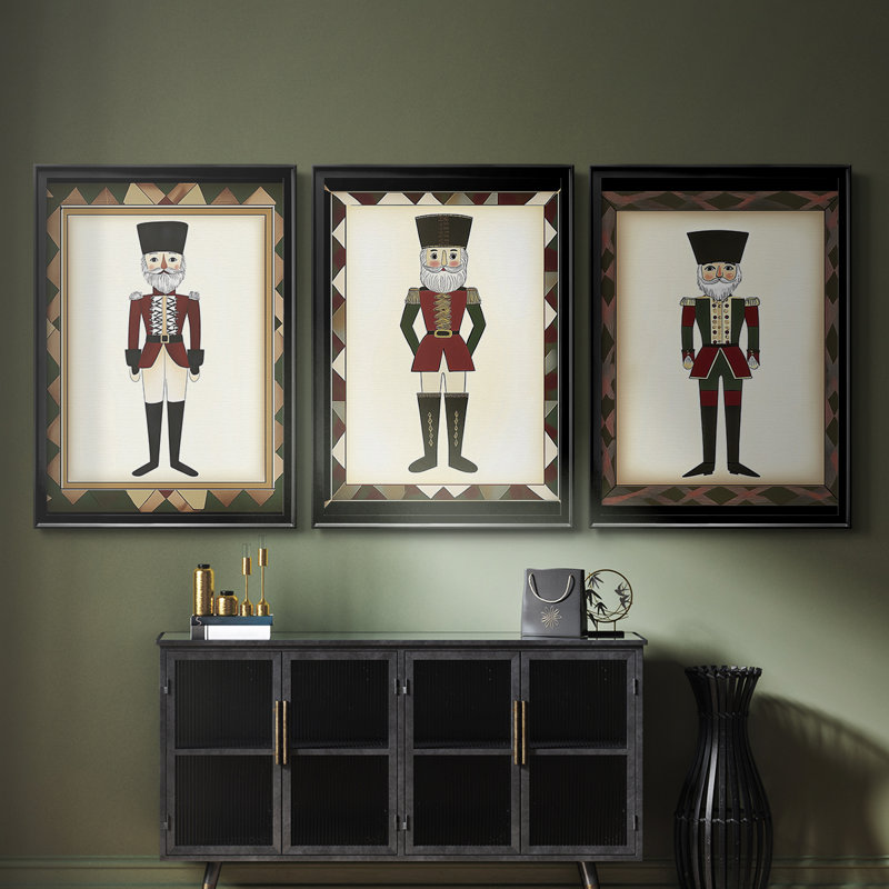 Christmas Holiday Art CXVI - Toile tendue avec châssis sur mesure - 3 pièces, Noir, noir, noir, noir, H 30 po x l 63 po