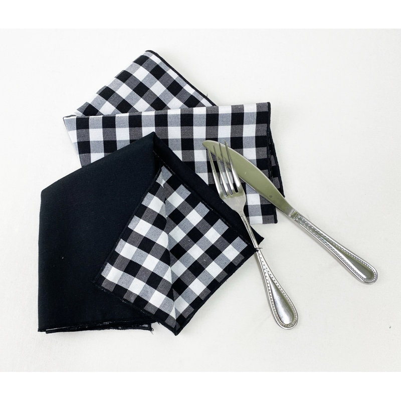 Ensemble de napperons en coton 4 pièces, Noir