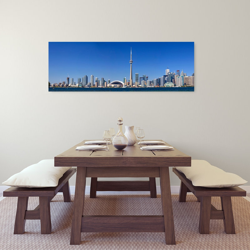 Skylines In A City CN Tower Toronto Ontario Canada by Les Palenik - Wrapped Canvas Panoramic Print, 121.92 cm H x 40.64 cm W