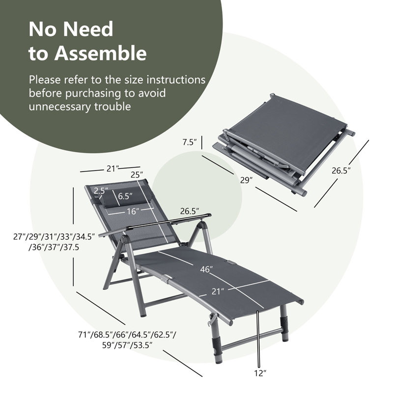 Ager Outdoor Metal Chaise Lounge