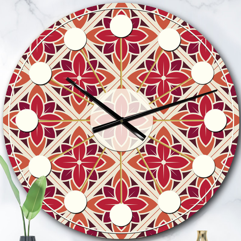 Horloge murale rétro Mid-Century, Grand, Rouge