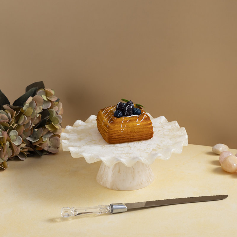 Présentoir à gâteaux en résine grand, H 3,15 po x l 9,25 po x P 9,25 po, Blanc