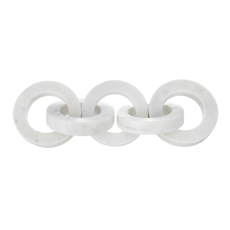17.5x4" 5 Link White Marble Chain Sculpture