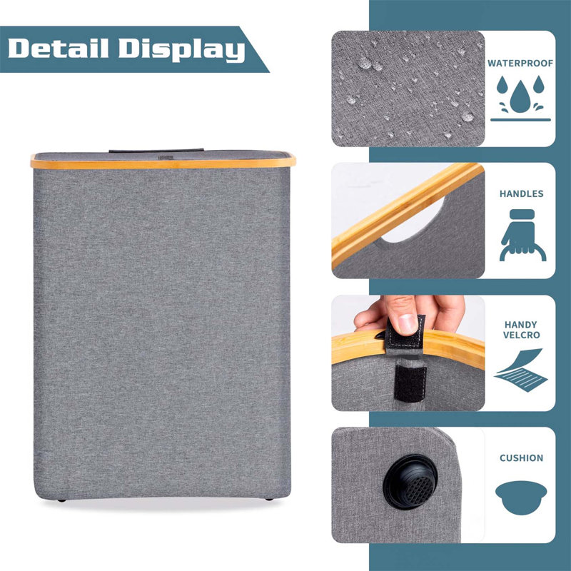 Bhargava Laundry Hamper with Handles, Grey
