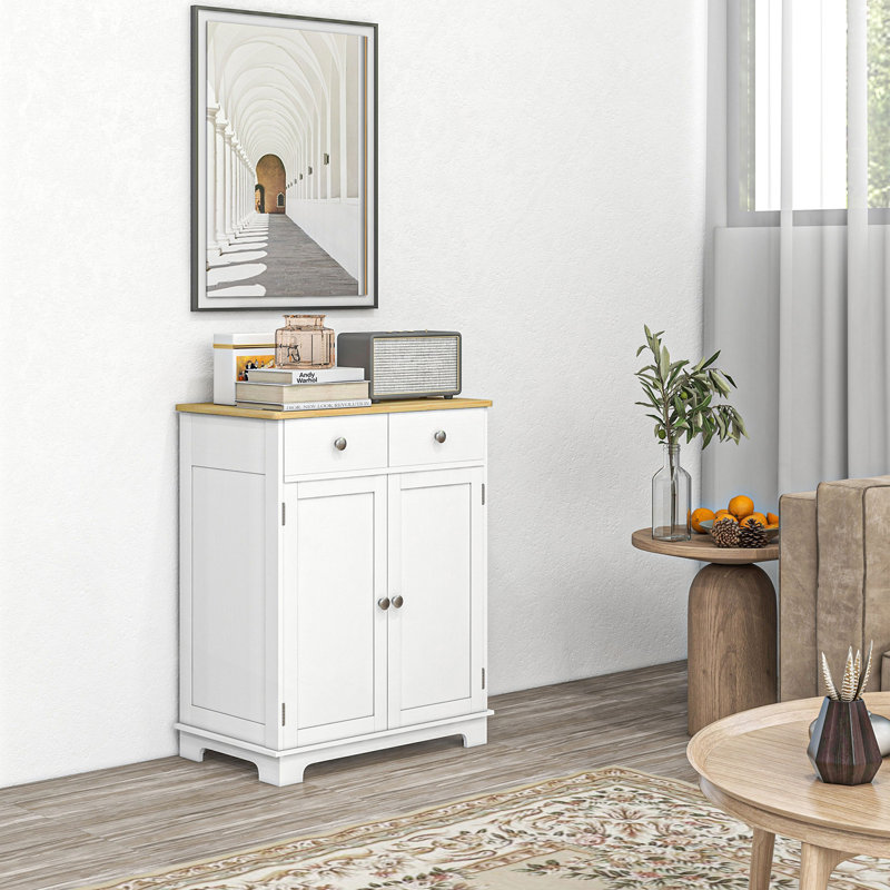 Buffet avec comptoir en bois massif, Blanc