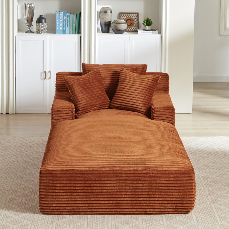 Méridienne surdimensionnée rembourrée Corduroy, Orange