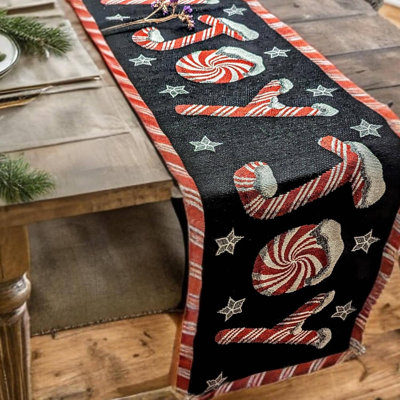 Schuster Peppermint Joy Candy Cane Christmas Table Runner