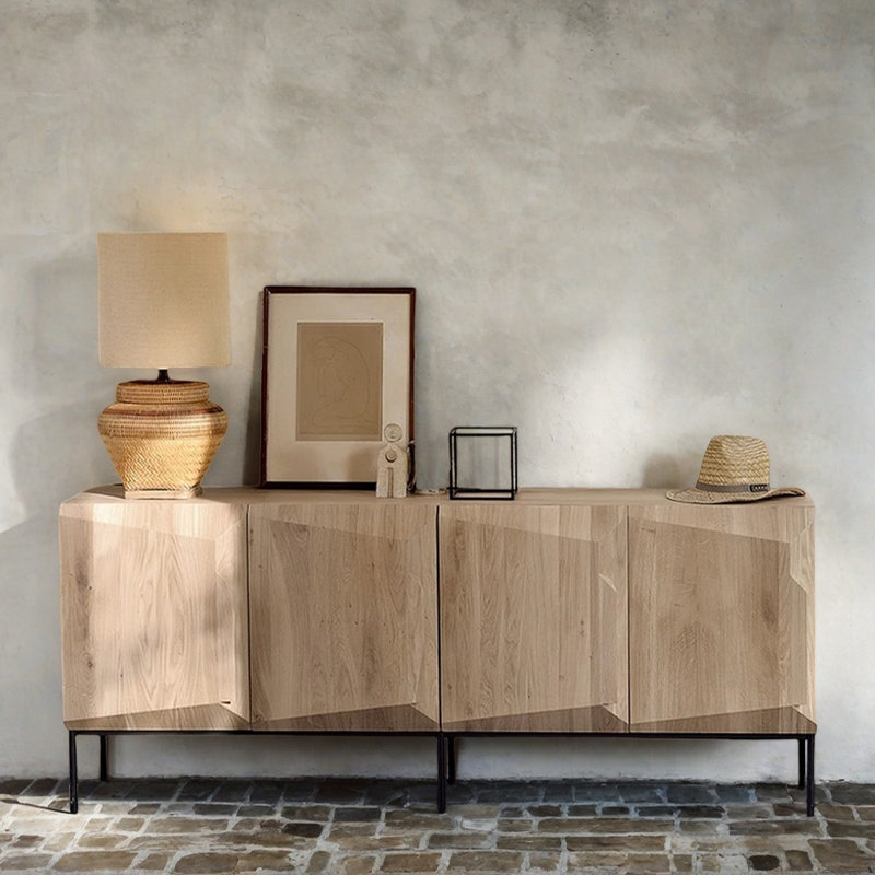 Wabi-Sabi Style Solid Pine Entryway Cabinet