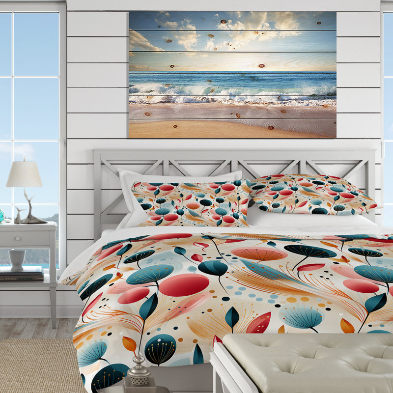 Ensemble de housse de couette Botanical Pastel, Housse de couette pour grand lit et 2 taies décor
