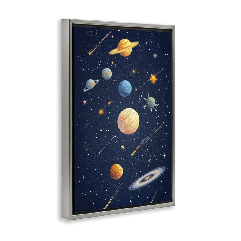 Cadre flottant The Galaxy Composition, design Creative Studio, H 31 po x l 21 po, Cadre flottant gris lustré
