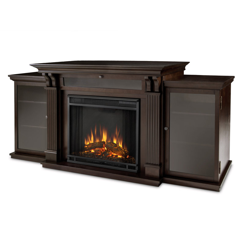 Calie 67'' TV Stand with Fireplace, Dark Walnut