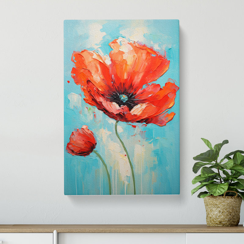 Poppy Flower Expressionism - Wrapped Canvas, 50cm H x 35cm W x 3cm D
